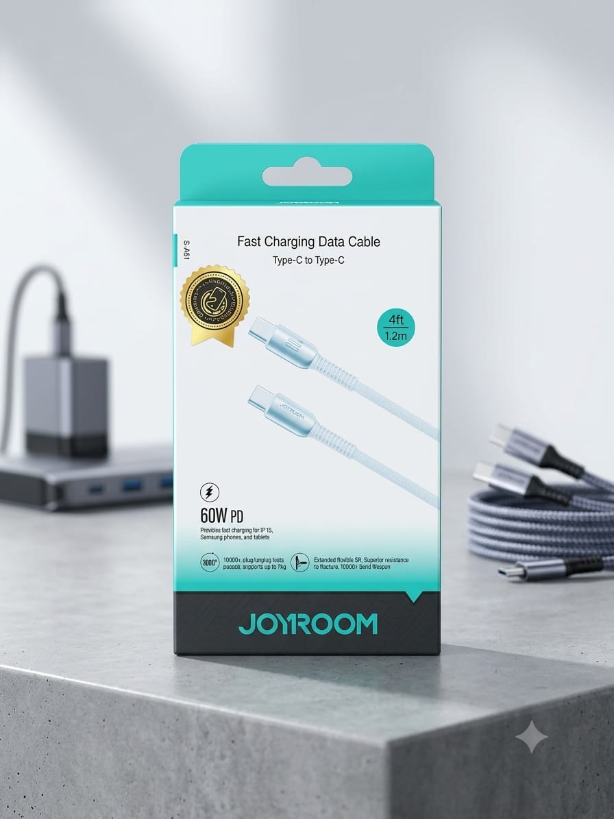 🔌 كيبل JOYROOM Type-C to Type-C 60W PD للشحن السريع ونقل البيانات