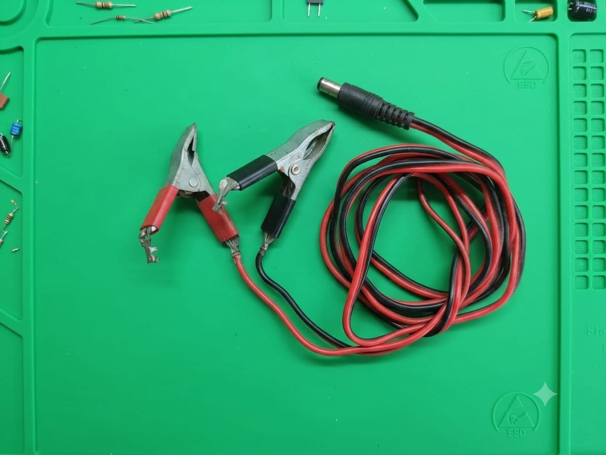 كيبل طاقة DC مع مشابك تمساح (Alligator Clips)