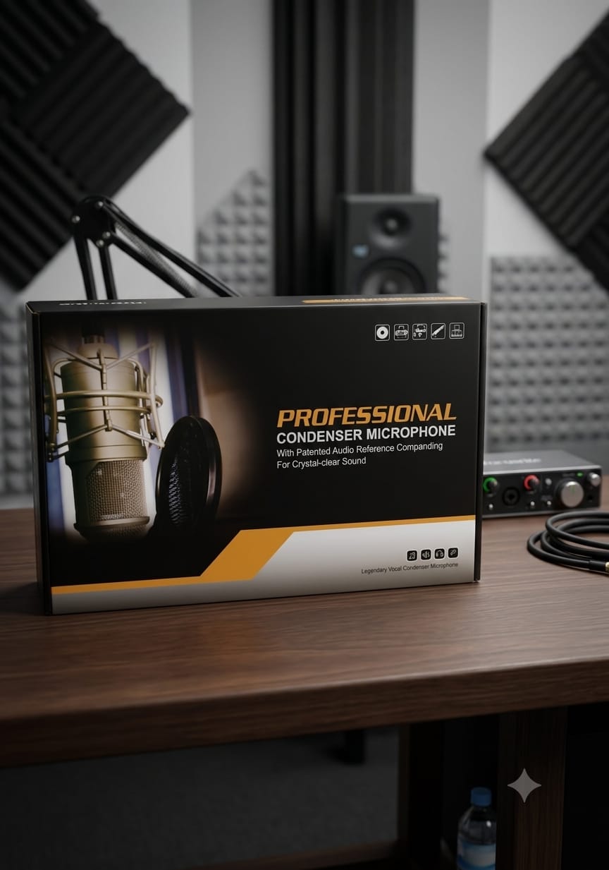 ميكروفون كوندنسر احترافي للتسجيل والبث (Professional Condenser Microphone)