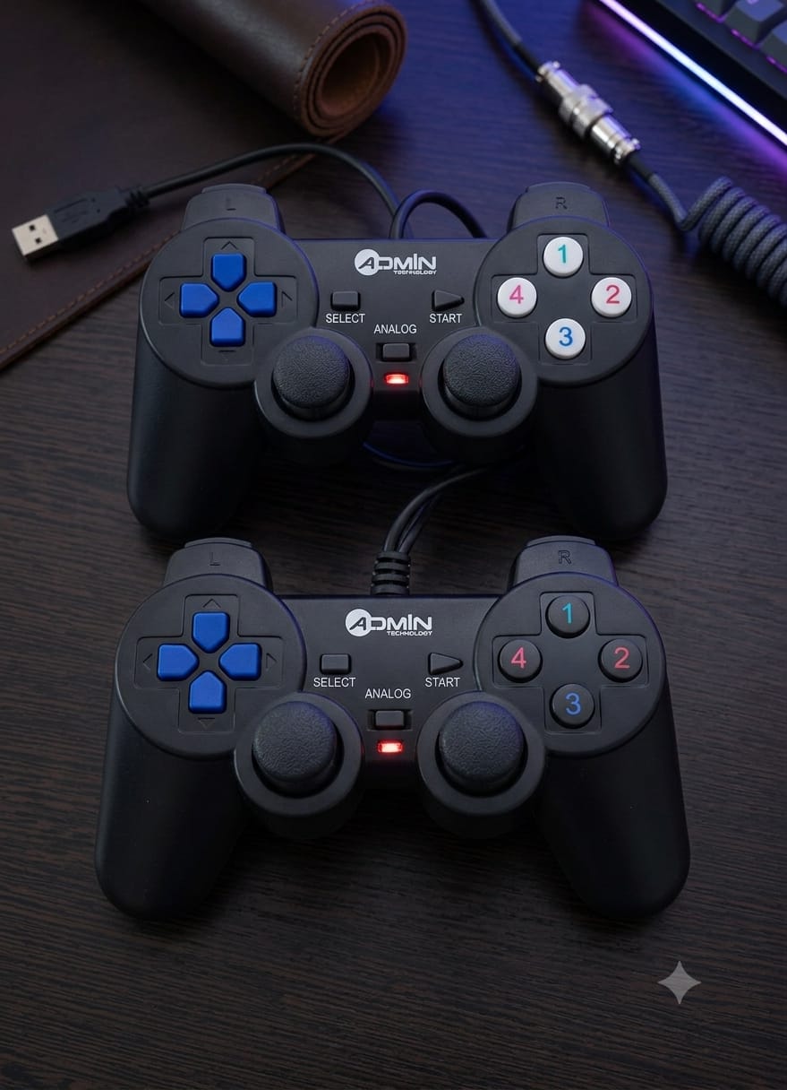 يد تحكم ألعاب سلكية USB مزدوجة (2 Controllers)