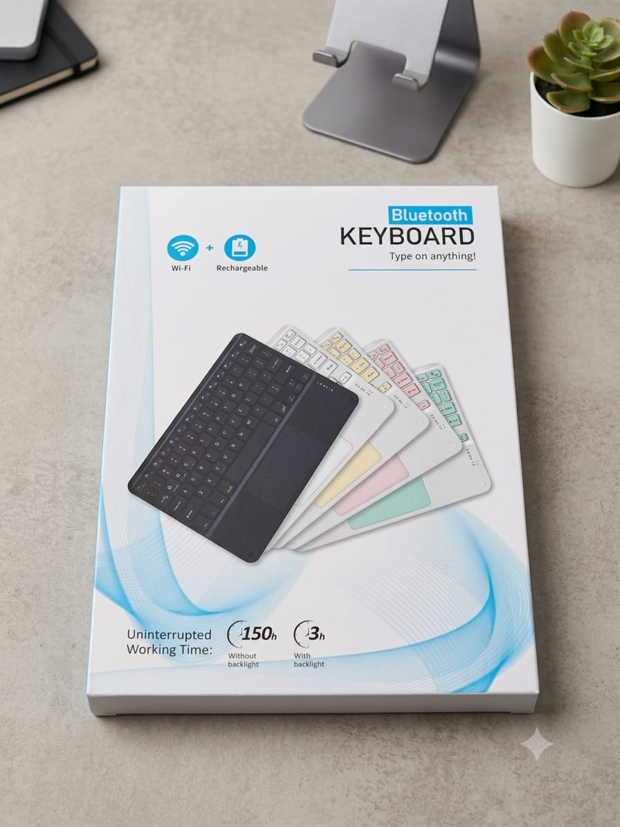 لوحة مفاتيح بلوتوث لاسلكية مع لوحة لمس (Touchpad) مدمجة